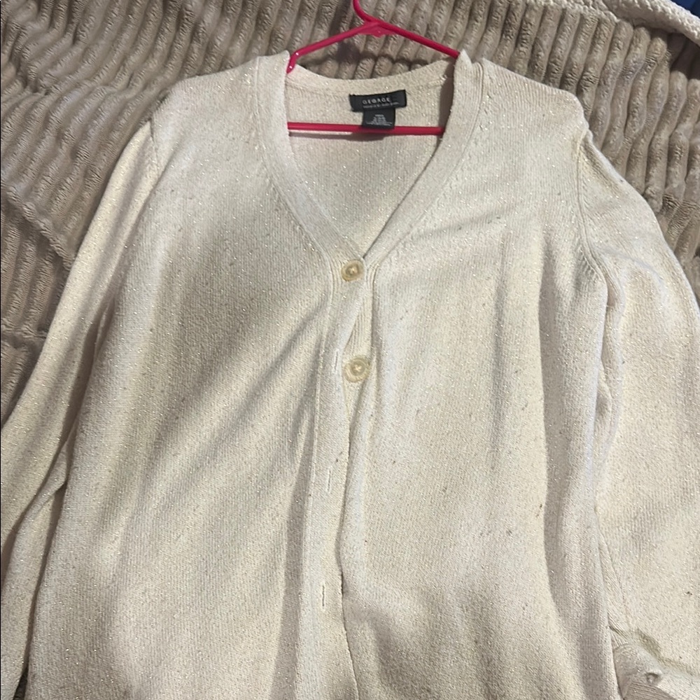 Chico's Ivory Button-Up Cardigan